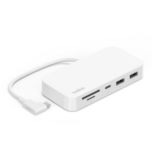 Belkin Connect USB-C 6-in-1 Multiport Hub with Mount - White (INC011btWH), 10Gbps, 2x USB-A, USB-C, SD 3.0 & MicroSD Card Reader, 2 Years Warranty
