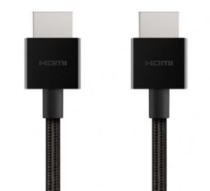 Belkin 8K Ultra High Speed HDMI 2.1 Braided Cable (2M) - Black (AV10176bt2M-BLK), 8k @ 60Hz, 4K @ 120Hz, Dolby Vision, HDR 10, 2 Years Warranty