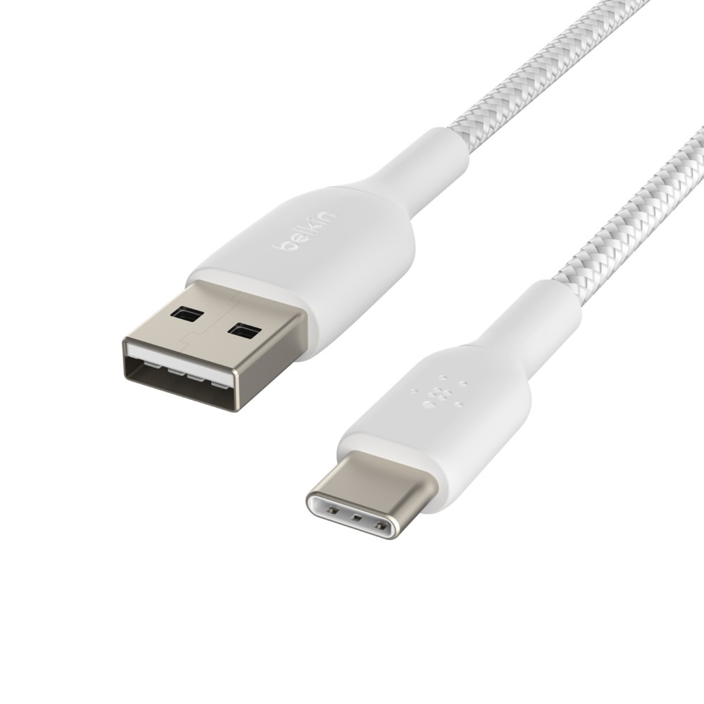 Belkin BoostCharge Braided USB-C to USB-A Cable (1M) - White (CAB002bt1MWH), 3A/15W, 480Mbps, 30K+ Bends, Apple, USB-IF Certified, 2 Years Warranty - Image 3
