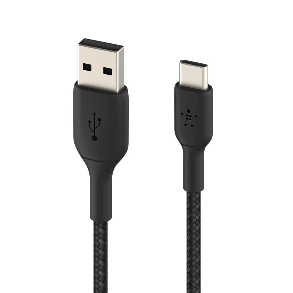 Belkin BoostCharge Braided USB-C to USB-A Cable (2M) - Black (CAB002BT2MBK), 3A/15W, 480Mbps, 30K+ Bends, Apple, USB-IF Certified, 2 Years Warranty - Image 2