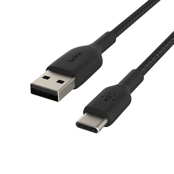 Belkin BoostCharge Braided USB-C to USB-A Cable (2M) - Black (CAB002BT2MBK), 3A/15W, 480Mbps, 30K+ Bends, Apple, USB-IF Certified, 2 Years Warranty - Image 3