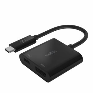 Belkin USB-C to HDMI + Charge Adapter + USB-C  Cable (13CM) - Black (AVC002btBK), 60W, Supports Video Resolutions up to 4K, 2 Years Warranty