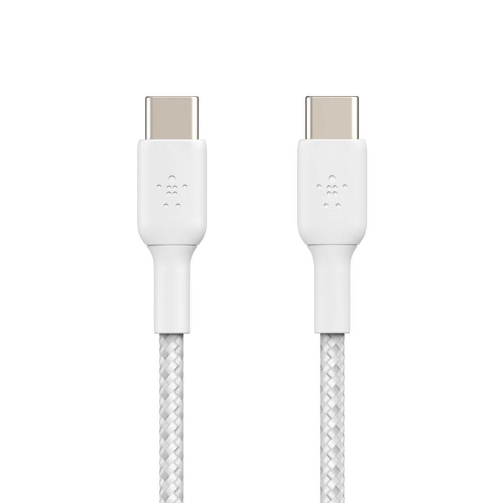 Belkin BoostCharge Braided USB-C to USB-C Cable (1M) - White (CAB004bt1MWH), 3A/60W, 480Mbps, 30K+ Bends, Apple, USB-IF Certified, 2 Years Warranty - Image 3