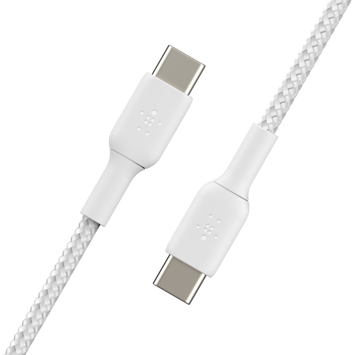 Belkin BoostCharge Braided USB-C to USB-C Cable (1M) - White (CAB004bt1MWH), 3A/60W, 480Mbps, 30K+ Bends, Apple, USB-IF Certified, 2 Years Warranty - Image 4