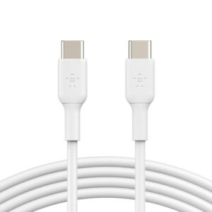 Belkin BoostCharge USB-C  to USB-C Cable (2M) - White (CAB003bt2MWH), 3A/60W, 480Mbps, 25K+ Bends, Apple, Samsung, USB-IF Certified, 2 Years Warranty