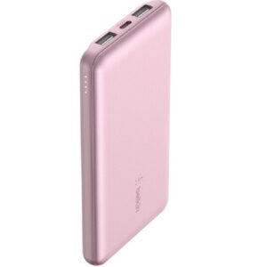 Belkin BoostCharge CCC-Certified 10k mAh Power Bank (Triple-Port) + USB-C to USB-A Cable - Pink (BPB011btPK), 2x USB-A, 1x USB-C, 2 Years Warranty