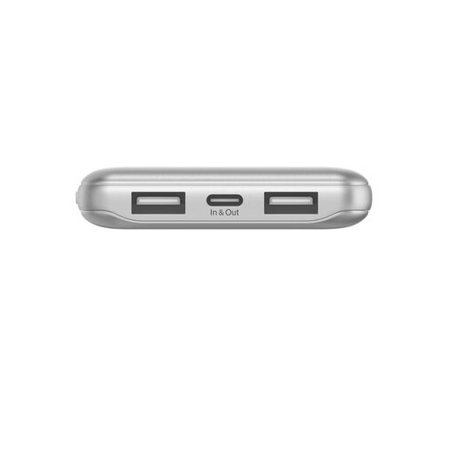 Belkin BoostCharge CCC-Certified 10k mAh Power Bank (Triple-Port) + USB-C to USB-A Cable - Silver (BPB011btSL), 2x USB-A, 1x USB-C, 2 Years Warranty - Image 2