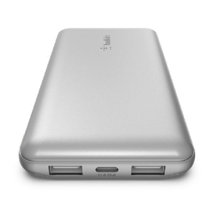 Belkin BoostCharge CCC-Certified 10k mAh Power Bank (Triple-Port) + USB-C to USB-A Cable - Silver (BPB011btSL), 2x USB-A, 1x USB-C, 2 Years Warranty - Image 3