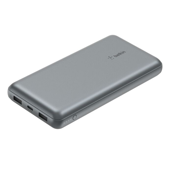 Belkin BoostCharge 20k mAh Power Bank (Triple-Port) + USB-C to USB-A Cable - Space Grey (BPB012btGY), 2xUSB-A (12W), 1xUSB-C (15W), 2 Years Warranty