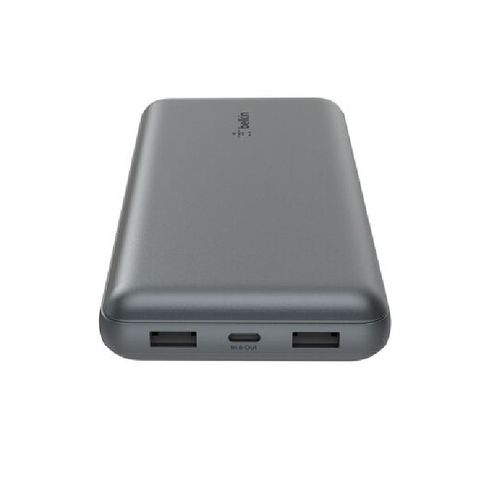 Belkin BoostCharge 20k mAh Power Bank (Triple-Port) + USB-C to USB-A Cable - Space Grey (BPB012btGY), 2xUSB-A (12W), 1xUSB-C (15W), 2 Years Warranty - Image 3
