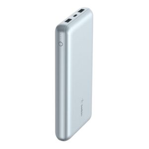 Belkin BoostCharge CCC-Certified 20k mAh Power Bank (Triple-Port) + USB-C to USB-A Cable - Pearl Blue (BPB012btPB), 2xUSB-A, 1xUSB-C,2 Years Warranty