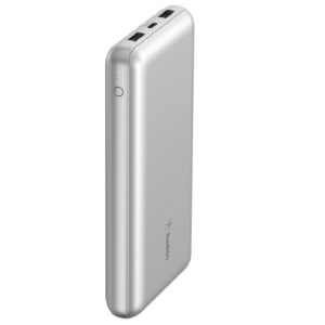 Belkin BoostCharge CCC-Certified 20k mAh Power Bank (Triple-Port) + USB-C  to USB-A Cable - Silver (BPB012btSL), 2x USB-A, 1x USB-C, 2 Years Warranty