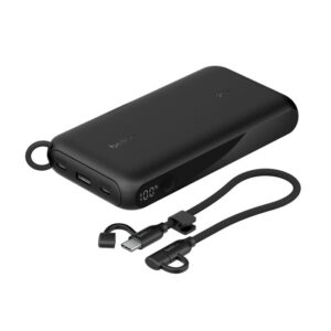 Belkin BoostCharge 20K mAh Power Bank with Display + USB-C to USB-C Cable 60W (15CM) - Black (BPB028fqBK), 20W, 2x USB-C Ports, 2 Years Warranty