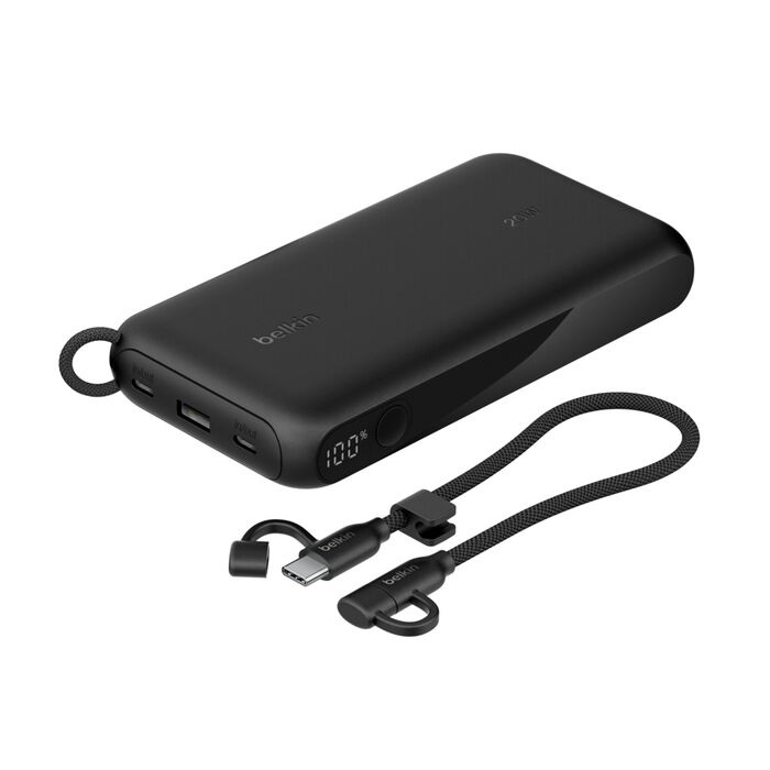 Belkin BoostCharge 20K mAh Power Bank with Display + USB-C to USB-C Cable 60W (15CM) - Black (BPB028fqBK), 20W, 2x USB-C Ports, 2 Years Warranty