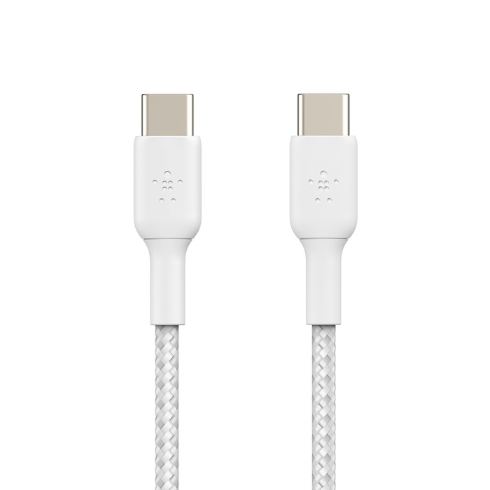 Belkin BoostCharge Braided USB-C to USB-C Cable (1M) (Pack of 2) - White (CAB004bt1MWH2PK), 3A/60W, 480Mbps, 30K+ Bends, Apple, 2 Years Warranty - Image 3