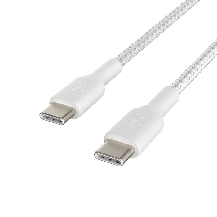 Belkin BoostCharge Braided USB-C to USB-C Cable (1M) (Pack of 2) - White (CAB004bt1MWH2PK), 3A/60W, 480Mbps, 30K+ Bends, Apple, 2 Years Warranty - Image 4