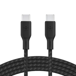 Belkin BoostCharge Braided USB-C to USB-C Cable (3M) - Black (CAB014bt3MBK), 5A/100W, 480Mbps, 30K+ Bends, Apple, USB-IF Certified, 2 Years Warranty