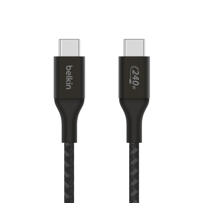 EOL Belkin BoostCharge Braided USB-C to USB-C PD 3.1 Cable (2M) - Black (CAB015bt2Mbk), 5A/240W, 480Mbps, 30K+ Bends, Apple iPhone, 2 Years Warranty - Image 2