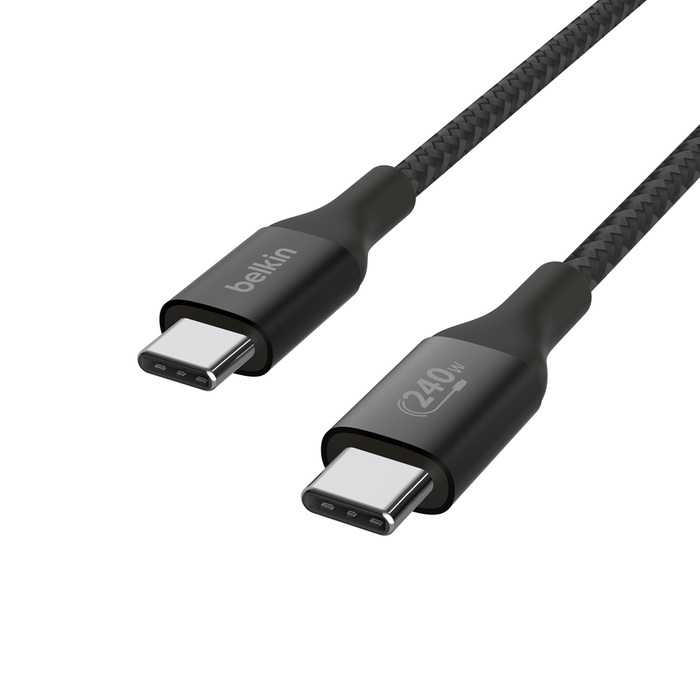 EOL Belkin BoostCharge Braided USB-C to USB-C PD 3.1 Cable (2M) - Black (CAB015bt2Mbk), 5A/240W, 480Mbps, 30K+ Bends, Apple iPhone, 2 Years Warranty - Image 3