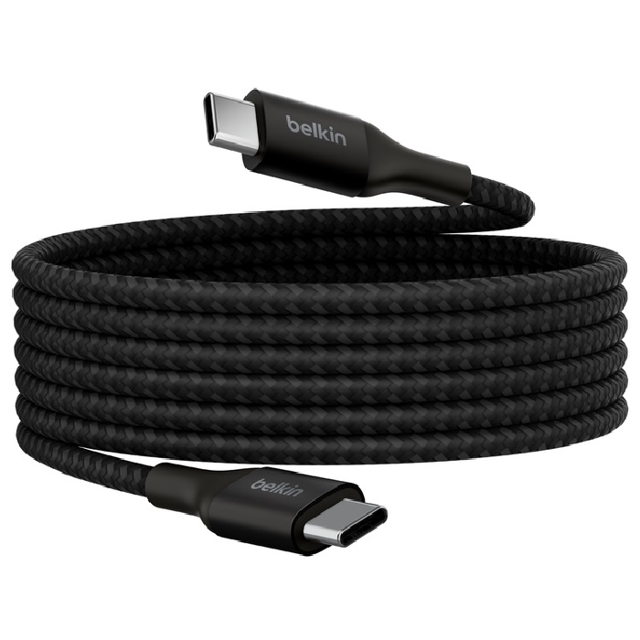 EOL Belkin BoostCharge Braided USB-C to USB-C PD 3.1 Cable (2M) - Black (CAB015bt2Mbk), 5A/240W, 480Mbps, 30K+ Bends, Apple iPhone, 2 Years Warranty - Image 4