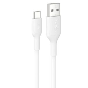 Belkin BoostCharge USB-C to USB-A Cable (2M) - White (CAB021fq2MWH), 3A/15W, 480Mbps, 300K+ Bends, Apple, Samsung, USB-IF Certified, 2 Years Warranty