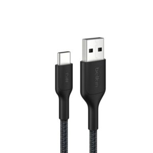 Belkin BoostCharge Pro Braided USB-C to USB-A Cable (1M) - Black (CAB022fq1MBK), 3A/15W, 480Mbps, 350K+ Bends, Apple,USB-IF Certified,2 Years Warranty