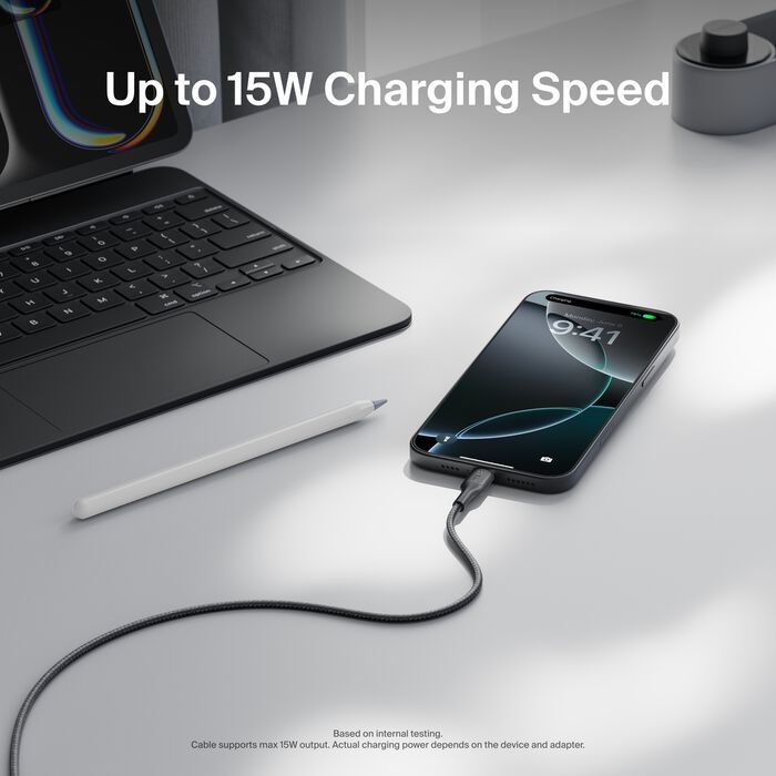 Belkin BoostCharge Pro Braided USB-C to USB-A Cable (1M) - Black (CAB022fq1MBK), 3A/15W, 480Mbps, 350K+ Bends, Apple,USB-IF Certified,2 Years Warranty - Image 3
