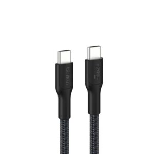 Belkin BoostCharge Pro Braided USB-C to USB-C Cable (3M) - Black (CAB025fq3MBK), 5A/240W, 480Mbps, 350K+ Bend, USB-IF Certified, 2 Years Warranty