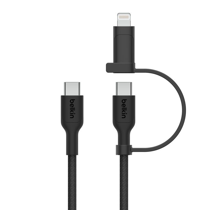 Belkin BoostCharge Pro 2-in-1 USB-C to USB-C/ Lightning (1.5M) - Black (CAC003fq1.5MBK), 60W, 480Mbps, 30K+ Bends, Intertek-Certified,2 Years Warranty - Image 2