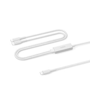 Belkin BoostCharge Pro Braided USB-C to Dual USB-C Cable (1.5M) - White (CAC004fq1.5MWH), 140W, 480Mbps, 350K+ Bends, Apple, 2 Years Warranty
