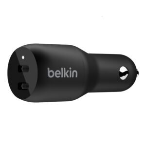 Belkin BoostCharge 36W Dual USB-C Car Charger - Black (CCB002btBK), 2xUSB-C (18W), Safe & Optimized, Apple iPhone, CEW $2,500, 2 Years Warranty