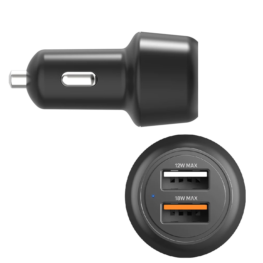 Cygnett CarPower 30W Dual Port Car Charger - Black (CY3680CYCCH), 2xUSB-A(12W & 18W QC 3.0), 3.6x faster than standard 5W, 2 Years Warranty - Image 2