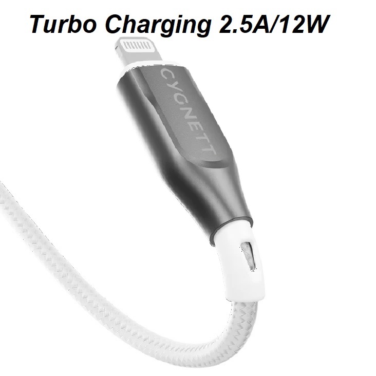 Cygnett Armoured Braided Lightning to USB-A (2.0) (1M) Cable - White (CY4659PCCAL), 2.5A/12W, 480Mbps, Turbo Charge, Apple iPhone, 5 Years Warranty - Image 4