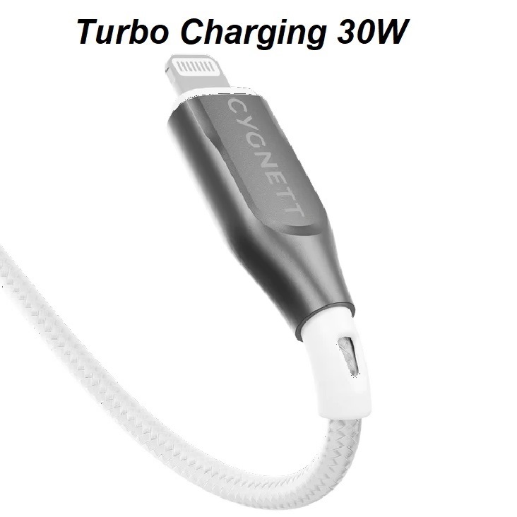Cygnett Armoured Lightning to USB-C (2.0) Cable (1M) -White(CY4668PCCCL),30W,Braided, 480Mbps Transfer, Fast Charge iPhone/iPad, MFi, 5 Years Warranty - Image 4