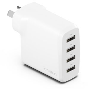 Cygnett PowerPlus 24W Multi Port USB-A Wall Charger - White(CY4768PDWCH) 4xUSB-A (12W),Compact,Lightweight,24W Max,2 Years Warranty
