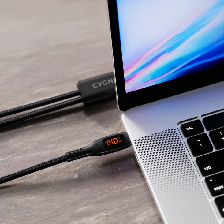 Cygnett Unite Intelli USB-C to Dual USB-C Split LED Cable 1.5M - Black(CY5504PCCCC), 140W, 480Mbps Transfer, Fast Charge, 2 Years Warranty - Image 4