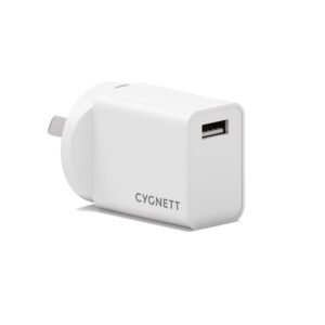 Cygnett PowerPlus 12W USB-A Wall Charger - White(CY5594PDWCH), Lightweight & Compact Design, Perfect for Travel, 2 Years Warranty