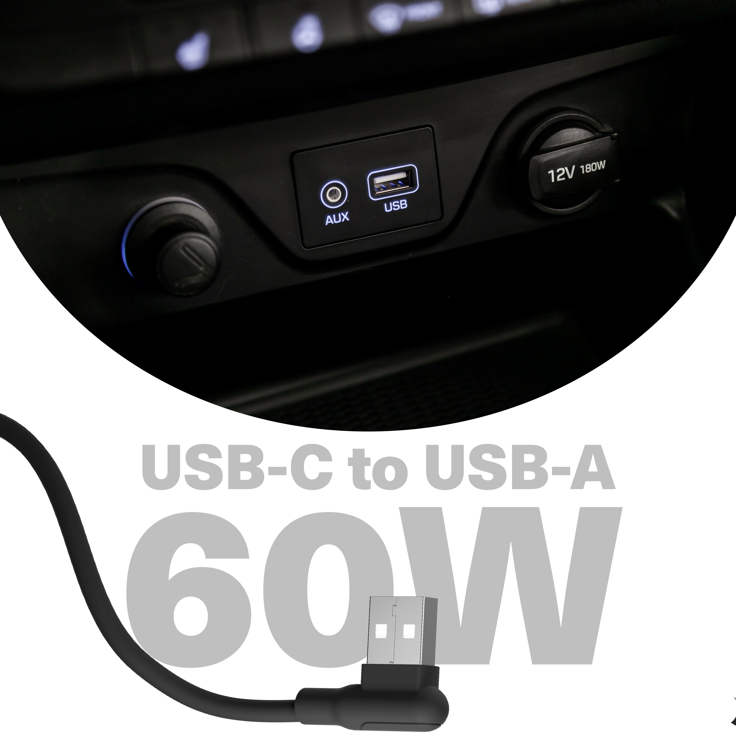 Cygnett DriveSync Right Angled Magnetic Silicone USB-C to USB-A Cable (0.7M) - (CY5665CCACB), 3A/60W, 480Mbps, Drive & Sync, 2 Years Warranty - Image 2