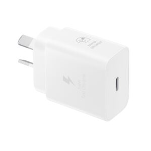 Samsung 25W GaN USB-C Fast Wall Charger - White(EP-T2510NWEGAU), 1x USB-C, Supports up to 25W, Compact & Travel-Ready, 1 Year Warranty
