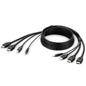 Belkin Cybersecurity and Secure KVM TAA AA DUAL HDMI/USB/AUD CBL, HDMI M/M; USB A/B,(1.8M) - Black(F1DN2CCBL-HH6T), 2 Years Warranty