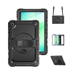 USP Rugged Samsung Galaxy Tab A11+ / Tab A9+ (11') Case Black - Built-in-Kickstand, Hand & Shoulder Straps, DropProof, 3 Years Warranty