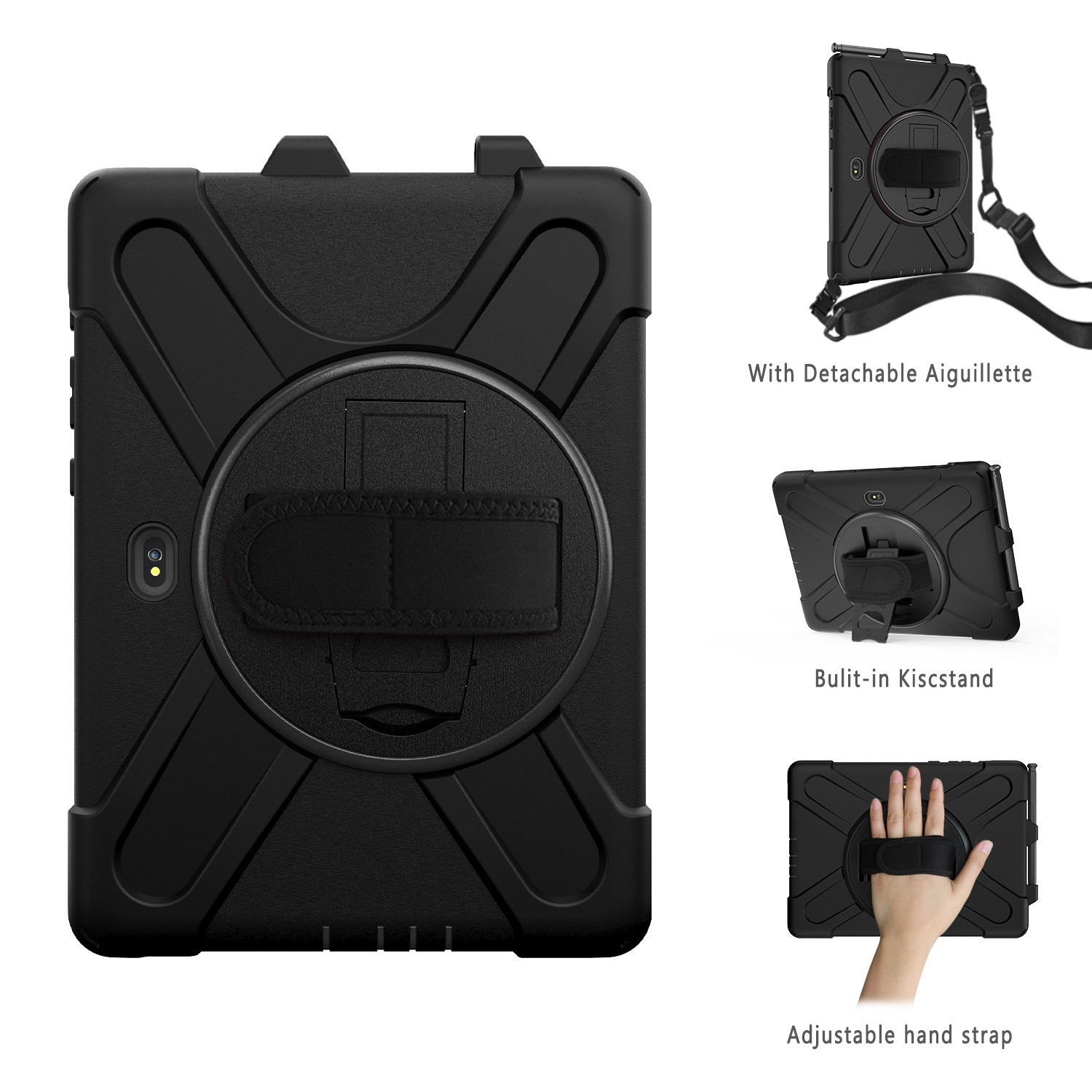 USP Rugged Samsung Galaxy Tab Active5 Pro/Tab Active4 Pro/Tab Active Pro (10.1') Case Black -Built-in-Kickstand,Adjustable Hand Strap,3 Years Warranty - Image 2