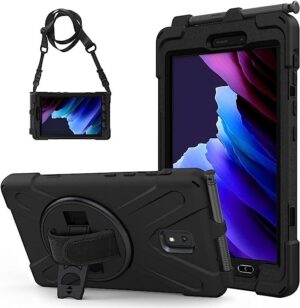 USP Rugged Samsung Galaxy Tab Active5 / Tab Active3 (8') Case Black -Built-in-Kickstand, Hand & Shoulder Straps, DropProof, 3 Years Warranty