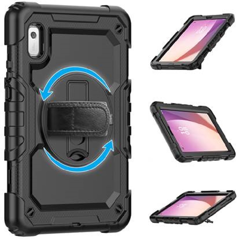 USP Rugged Lenovo Tab M9 (9') Case + Screen Protector Black - Built-in-Kickstand, Adjustable Hand Strap, Shoulder Strap,3 Years Warranty - Image 2