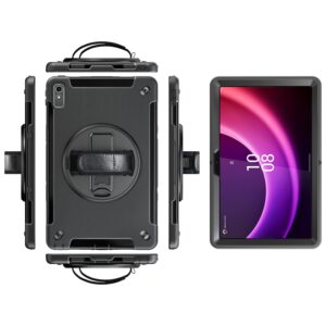 USP Rugged Lenovo Tab P11 (11') (2nd Gen) Case + Screen Protector Black - Built-in-Kickstand, Hand Straps, Raised Edges, 3 Years Warranty