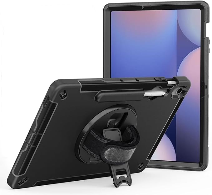 USP Rugged Samsung Galaxy Tab S10 FE+ (13.1') Case Black - Built-in-Kickstand, Hand & Shoulder Straps, Pen Holder, 3 Year Warranty