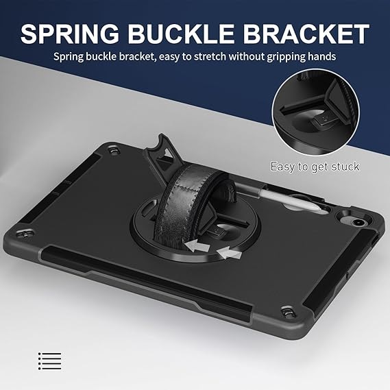 USP Rugged Samsung Galaxy Tab S10 FE+ (13.1') Case Black - Built-in-Kickstand, Hand & Shoulder Straps, Pen Holder, 3 Year Warranty - Image 2