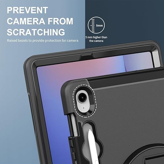 USP Rugged Samsung Galaxy Tab S10 FE+ (13.1') Case Black - Built-in-Kickstand, Hand & Shoulder Straps, Pen Holder, 3 Year Warranty - Image 3