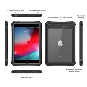 USP Apple iPad Mini (7.9') (5th/4th Gen) WaterProof Case Black - Support Smart Control Keyboard, 360° Rotation, DustProof, SnowProof, 3 Years Warranty