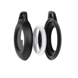 Belkin Waterproof Secure Holder with Key Ring for AirTag (Pack of 2) - Black(MSC014btBK), Clean, IPX8-Rated, Sweat & Rain Resistance, 2 Years Warranty